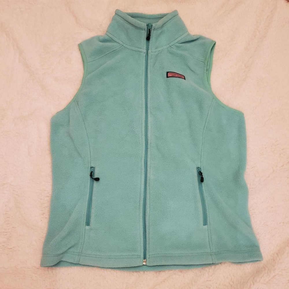 Vineyard Vines summer beach aqua blue sherpa vest!!